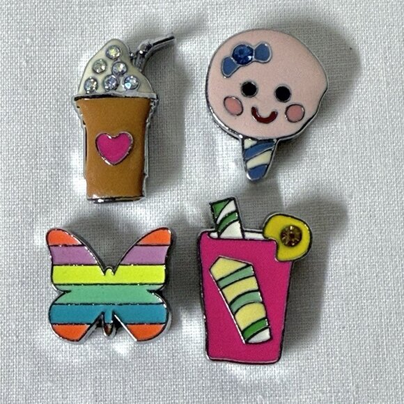 American Jewel Slide Charms Lot of 4 Butterfly Ice Cream - Picture 1 of 3